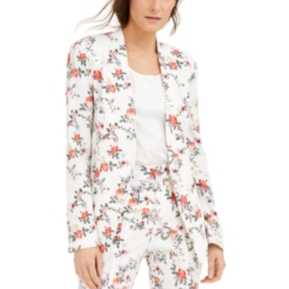 NWT INC WHITE FLORAL BLAZER JACKET